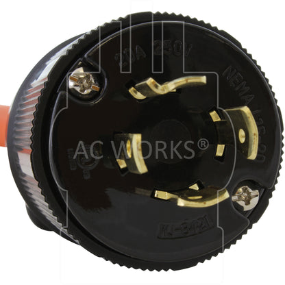 AC WORKS® [WDL1520650-018] 1.5FT 4-Prong 3-Phase 20A 250V L15-20 Plug to NEMA 6-50R Welder Adapter