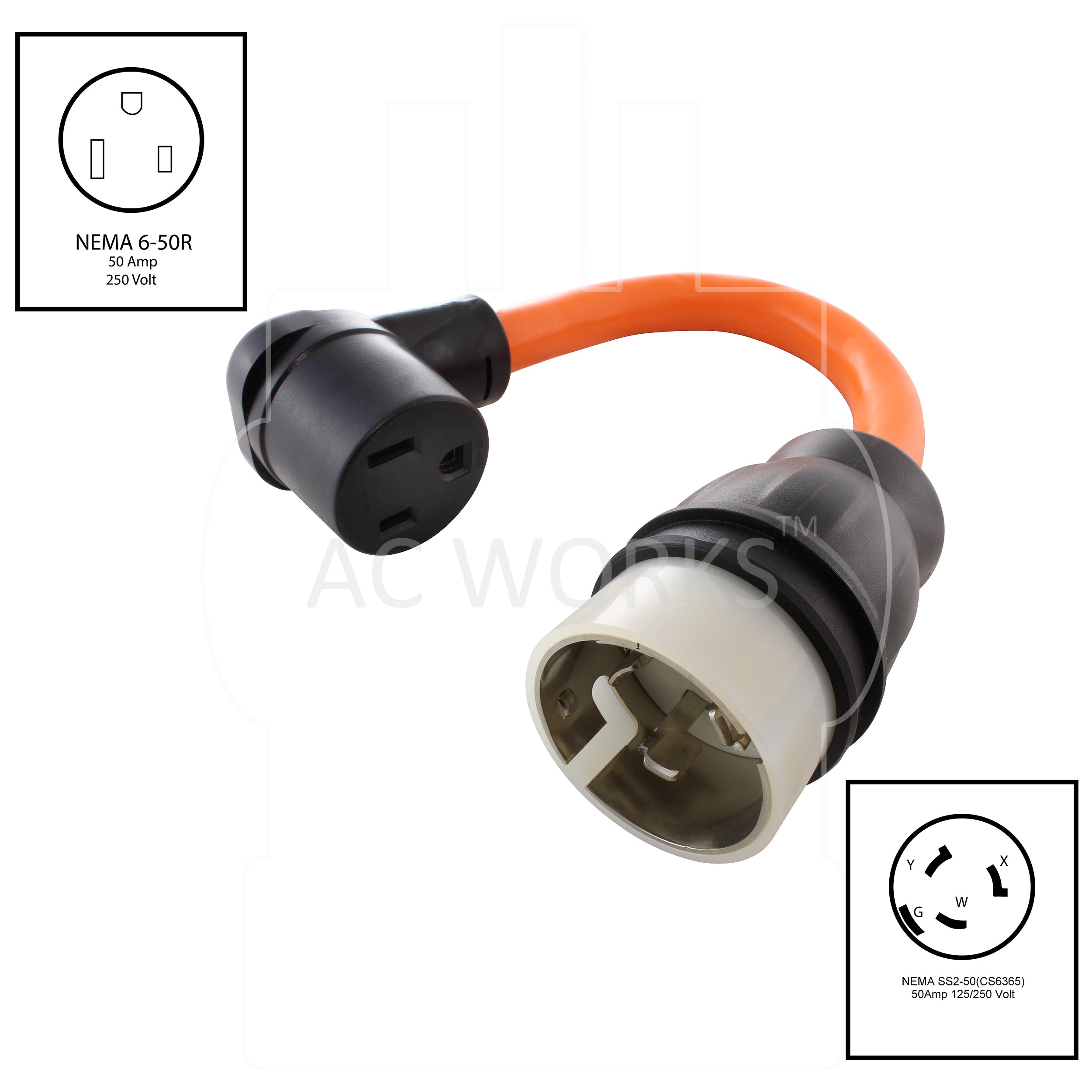 AC WORKS™ Welder Adapter CS6365/ SS2-50P 50A 4 Wires to 6-50R