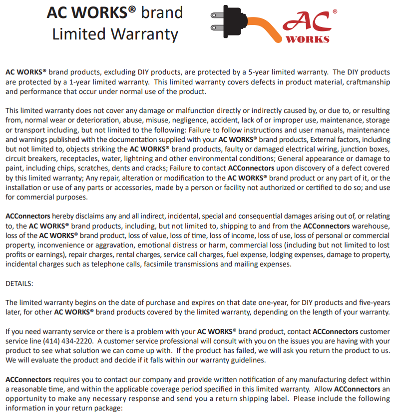 AC Works Warranty