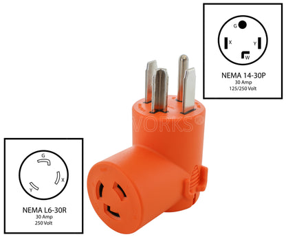 NEMA 14-30P to NEMA L6-30R 30A 250V heavy-duty adapter