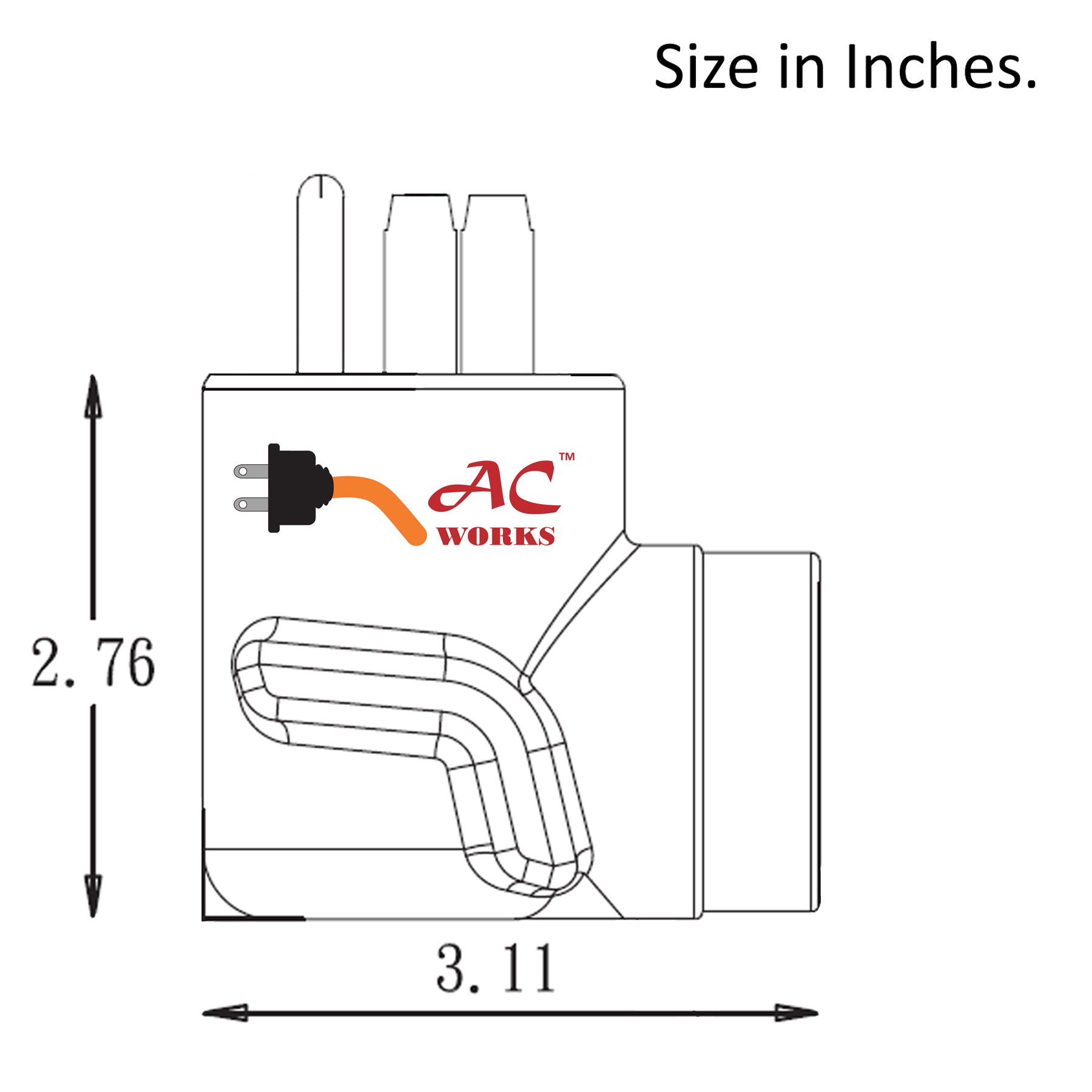 AC WORKS® 15/20 Amp Gas Range Adapter Specification Drawing