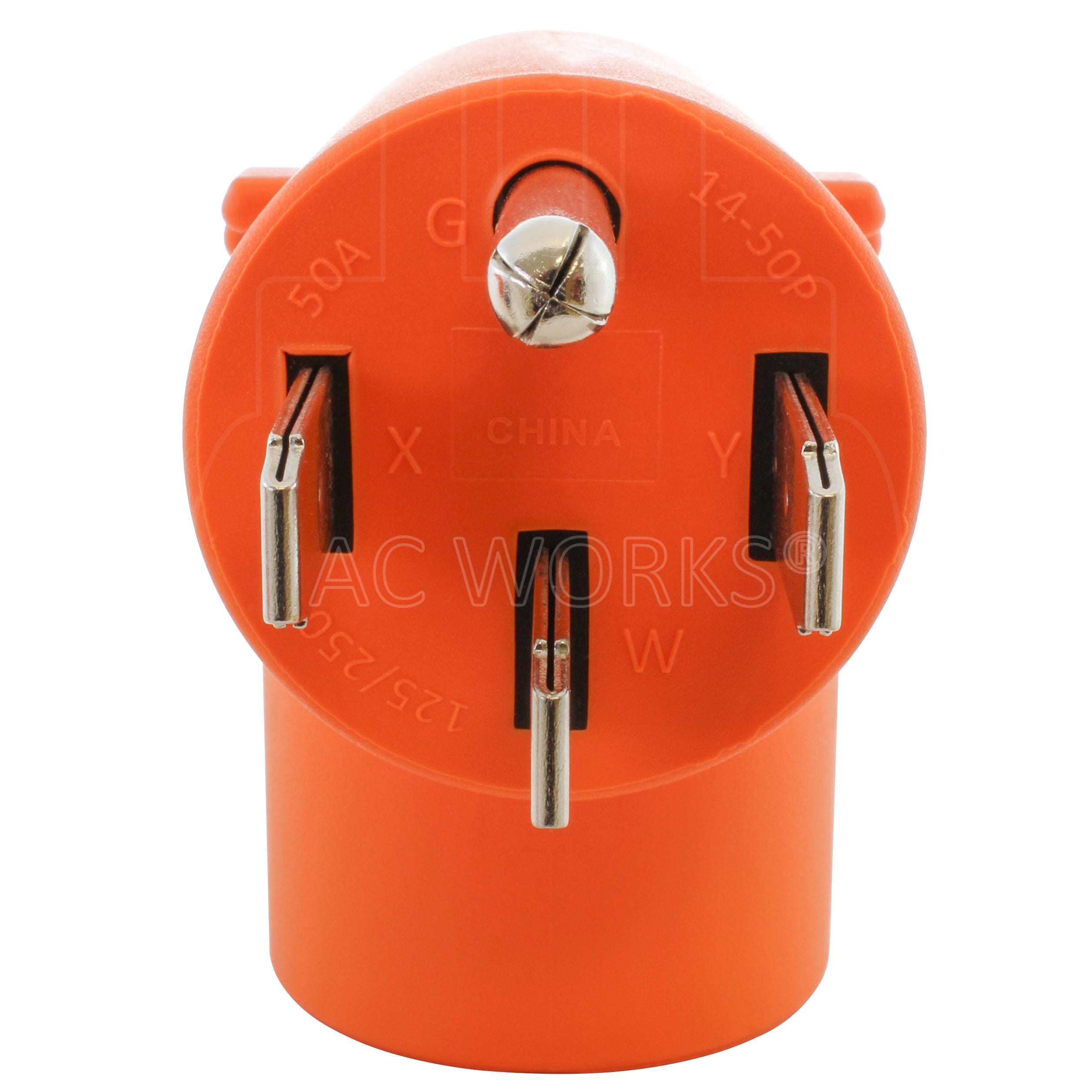 AC WORKS® [AD1450L1430] 4-Prong NEMA 14-50P Plug to 4-Prong 30A Locking NEMA L14-30R Adapter