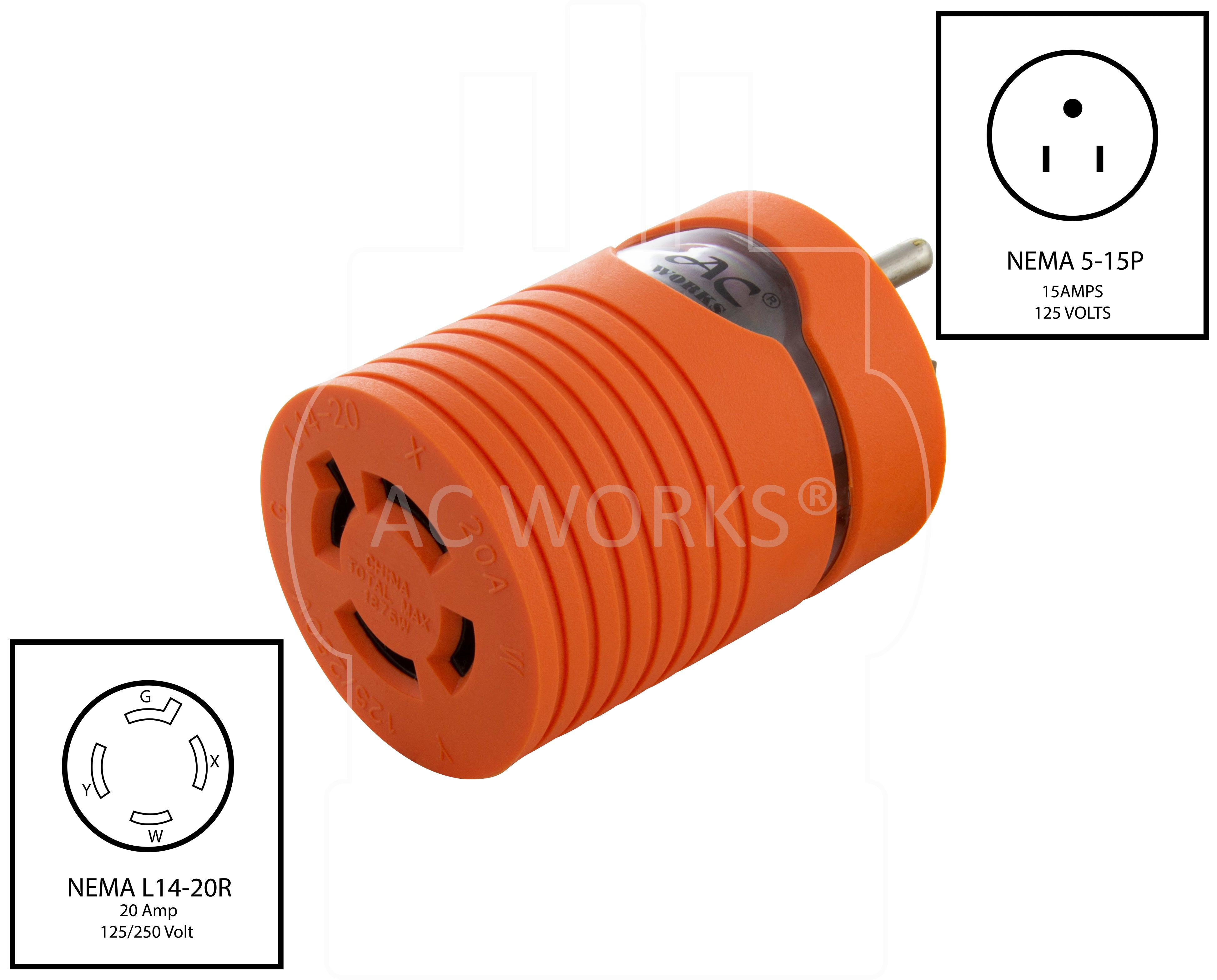 Household Plug to NEMA L14-20 Connector