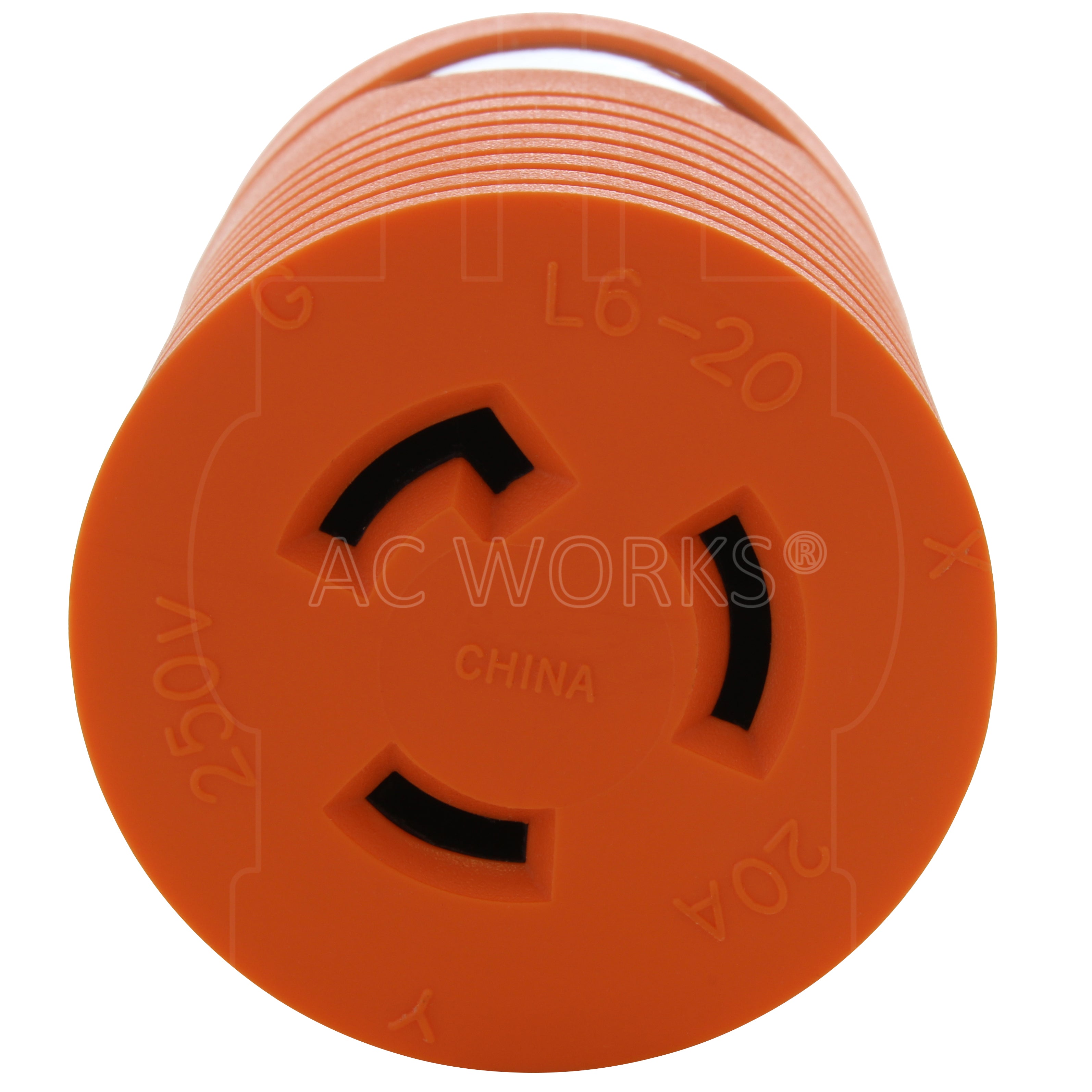 AC WORKS® NEMA 6-20P 20A 250V to L6-20R 20A 250V Locking Adapter