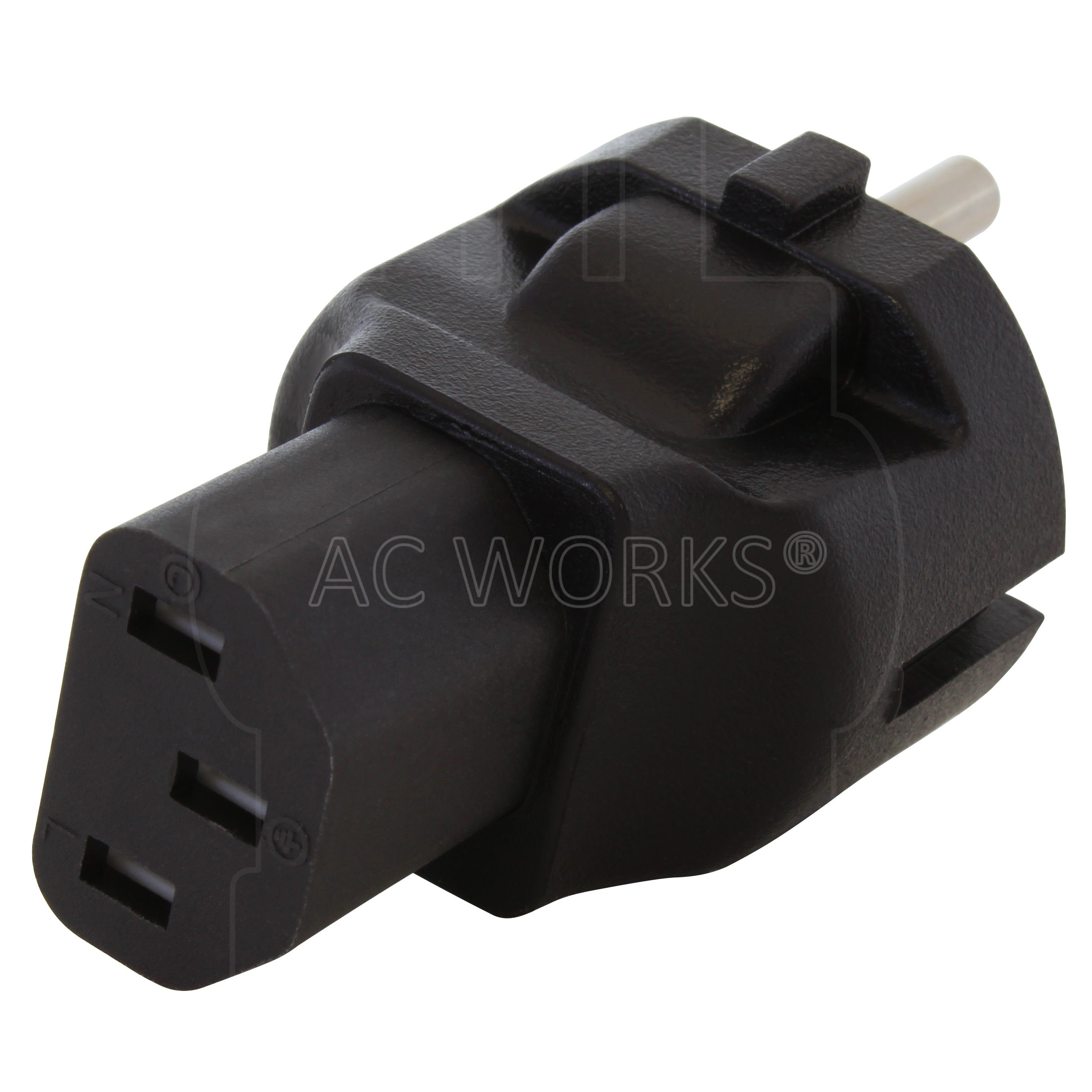 AC WORKS® [ADEUC13] Type E European CEE7 Schuko Plug to IEC C13 Connector