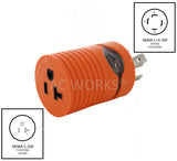 NEMA L14-30P to NEMA 5-20R Orange Adapter with Power Indicator Light