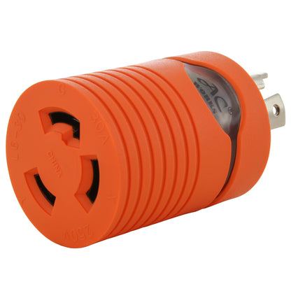 AC WORKS® [ADL1430L630] 30A 125/250V NEMA L14-30P Locking Plug to L6-30R 30A 250V Locking Connector