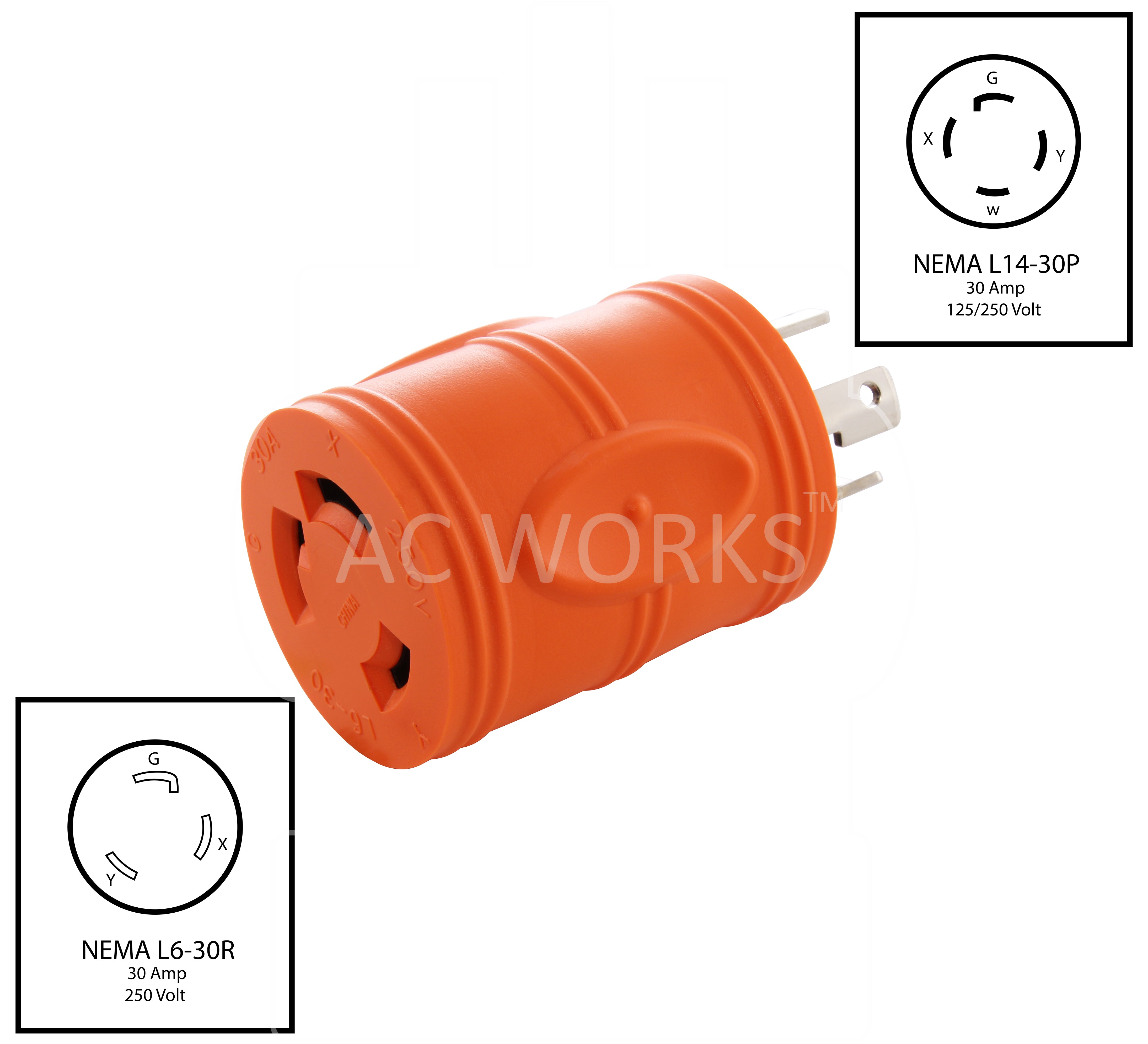 AC WORKS® [L630KIT] NEMA L6-30 Adapter Kit for 250V Power Sources