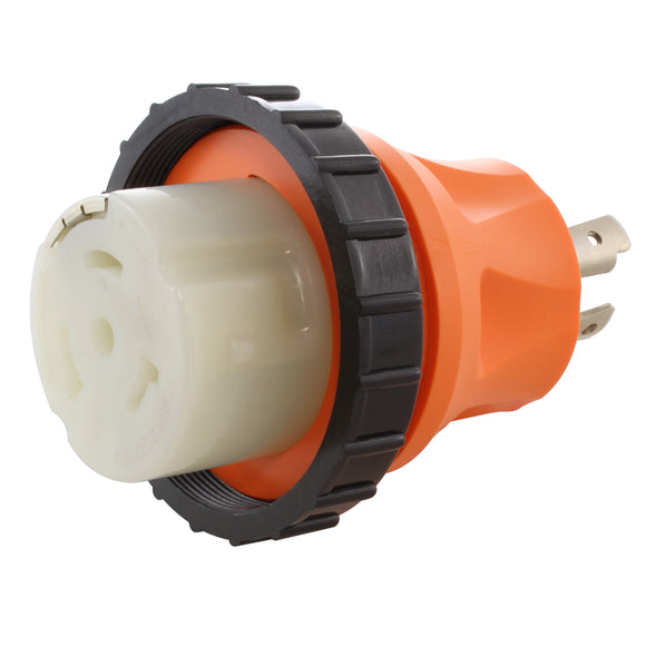 AC WORKS® Temporary Power and Emergency Power Orange Locking Adapter Available at AC Connectors