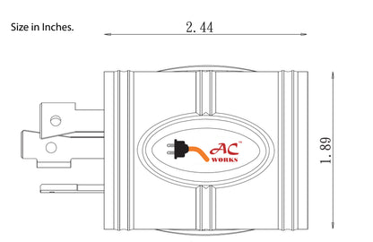 AC Connectors, AC Works, ADL530L520, 3 Prong Locking Plug, NEMA L5-30P, NEMA L5-20R