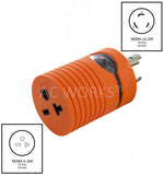 NEMA L6-20P to NEMA 6-20R Compact Orange Adapter