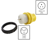 NEMA 5-15 to CS6364, household plug to California Standard 6364, yellow temp power adapter.