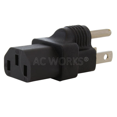 AC WORKS® [ADUSC13] Type B NEMA 5-15P Household Plug to IEC C13 Connector