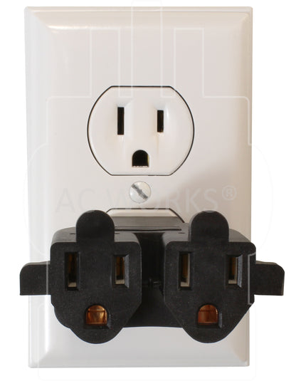 AC WORKS® [ADV104] 3-Prong Heavy-Duty V-DUO Household Outlet Adapter