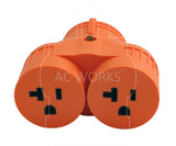 AC WORKS® Adapter with Two NEMA 5-20R 20 Amp T-blade Household Outlets 