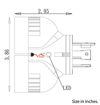 AC WORKS® Orange V-DUO Outlet Adapter Specifications 