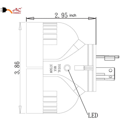 ADVL530520, AC Works, AC Connectors, 20 amp t-blade adapter, twist lock adapter, orange adapter