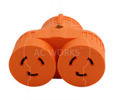 AC WORKS® ADVL620L620 NEMA L6-20P to two L6-20R Locking Connectors 