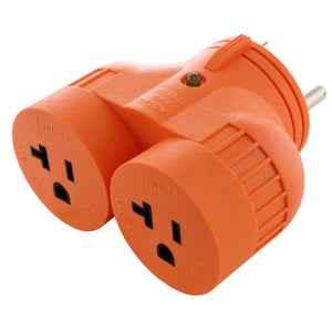 V-DUO Orange Multi-Outlet RV/Generator Adapter by AC WORKS®