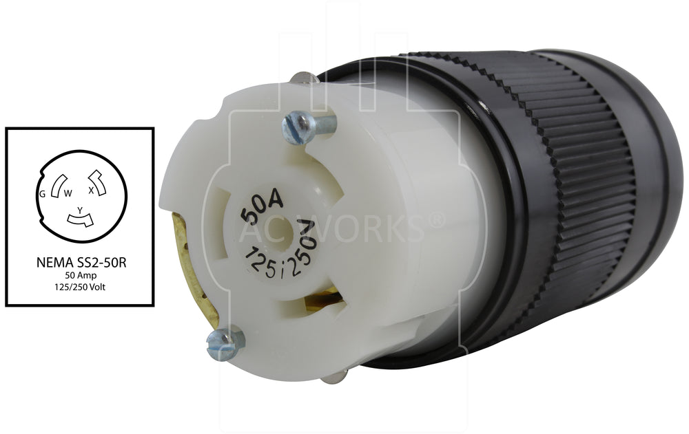 AC WORKS® [AS-SS250R] NEMA SS2-50R 50A 125/250V 4-Prong Locking Female ...