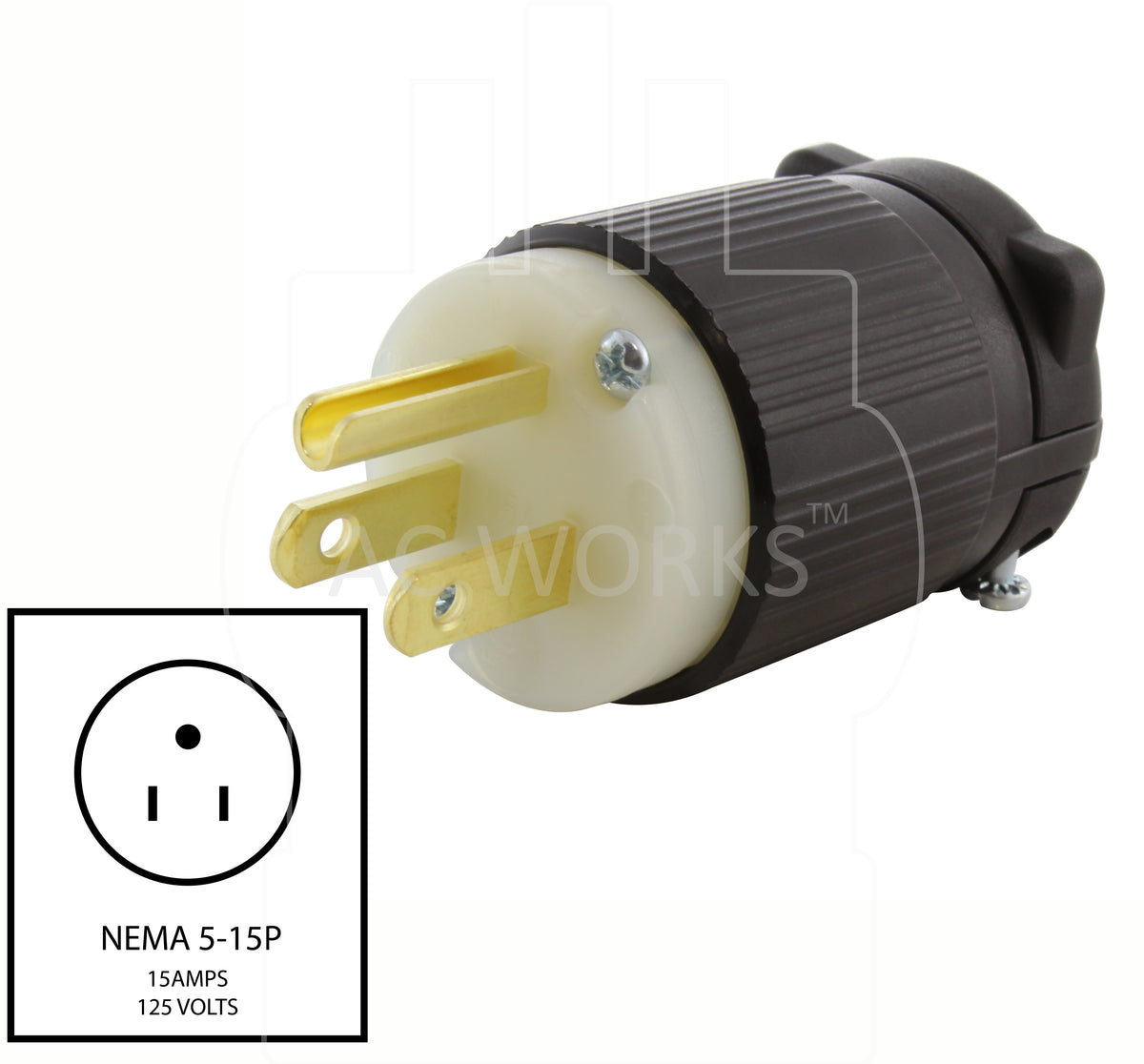 AC WORKS NEMA 5 15P 15A 125V Household Plug With UL C UL Safety Ac works nema 5 15p 15a 125v household plug with ul c ul safety