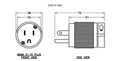 AC WORKS® [AS515P] NEMA 5-15P 15A 125V Straight-blade Plug with UL, C-UL Approval