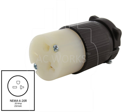 NEMA 6-20R assembly, 620 female connector assembly, 20 amp DIY female connector assembly