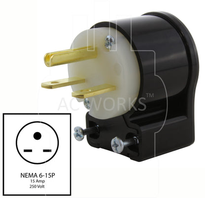 Multi-angle NEMA 6-15P, 615 male plug, 15 amp straight blade male plug, diy multi-angle plug