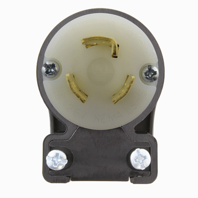 NEMA L5-15P, L515 all angle plug, 90 degree plug, 15 amp 125 volt locking plug