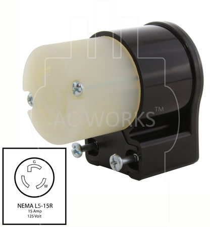 NEMA L5-15R, L515 female connector, 15 amp locking female connector, warehouse lighting connector