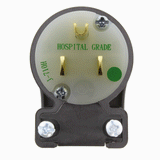 Green Dot NEMA 5-15P, hospital grade household plug, all angle hospital plug, 90 degree green dot plug