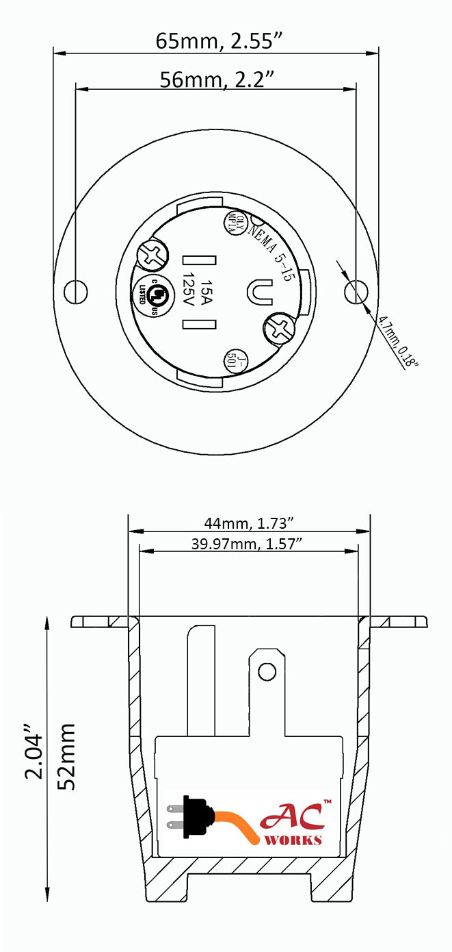 ASIN515P, AC Works, AC Connectors, industrial grade inlet, commercial grade inlet