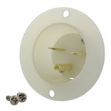 NEMA 6-15P male inlet assembly in white/clear color without cover