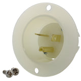 NEMA 6-20P male inlet assembly in white/clear color without cover