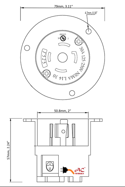 ASINL1430P, transfer switch, generator inlet, AC Works, AC Connectors