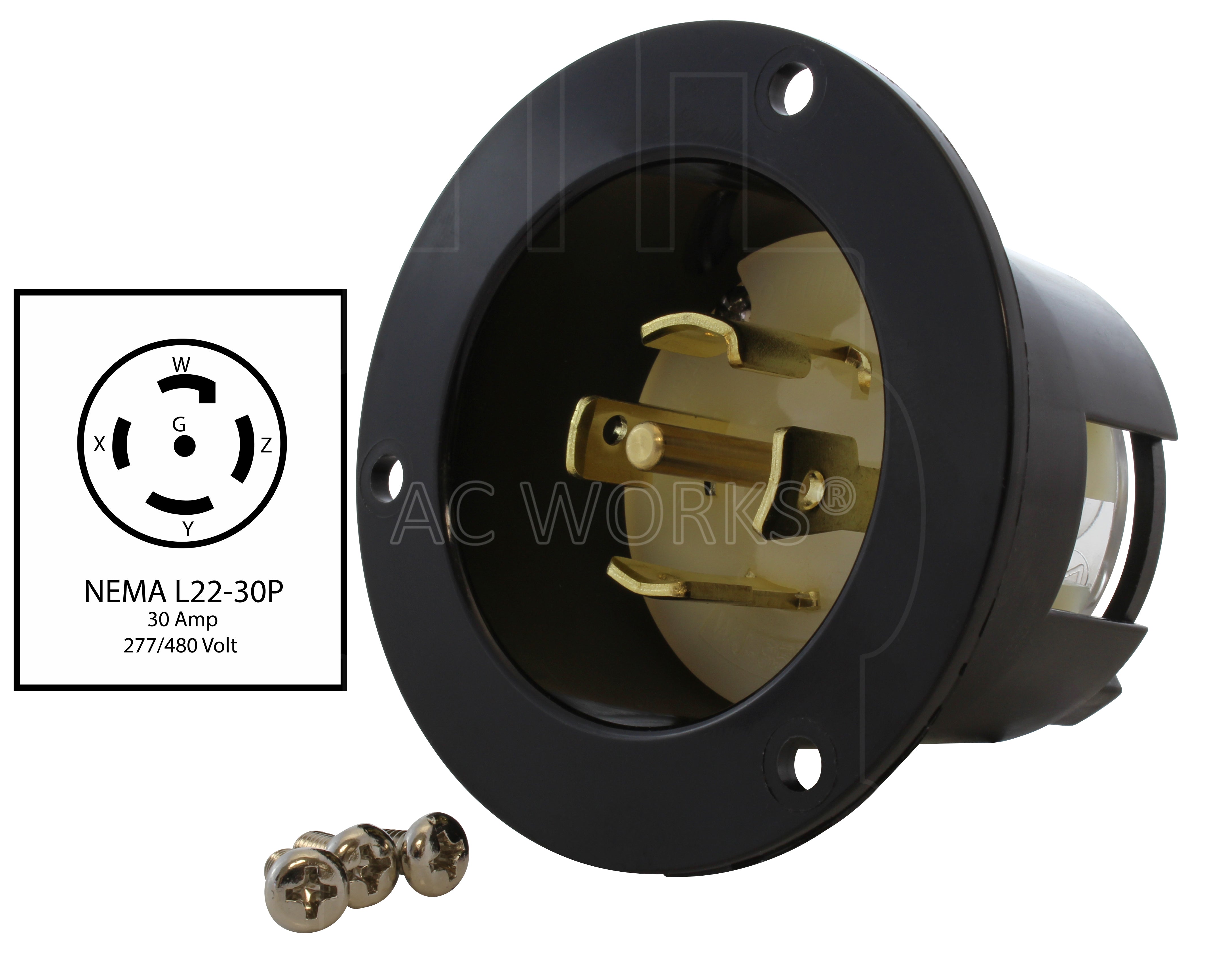 NEMA L22-30P 30A 277/480V inlet