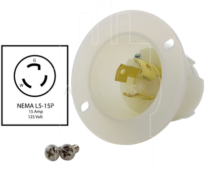 NEMA L5-15P DIY inlet, L515 male inlet, 15A 125V locking inlet