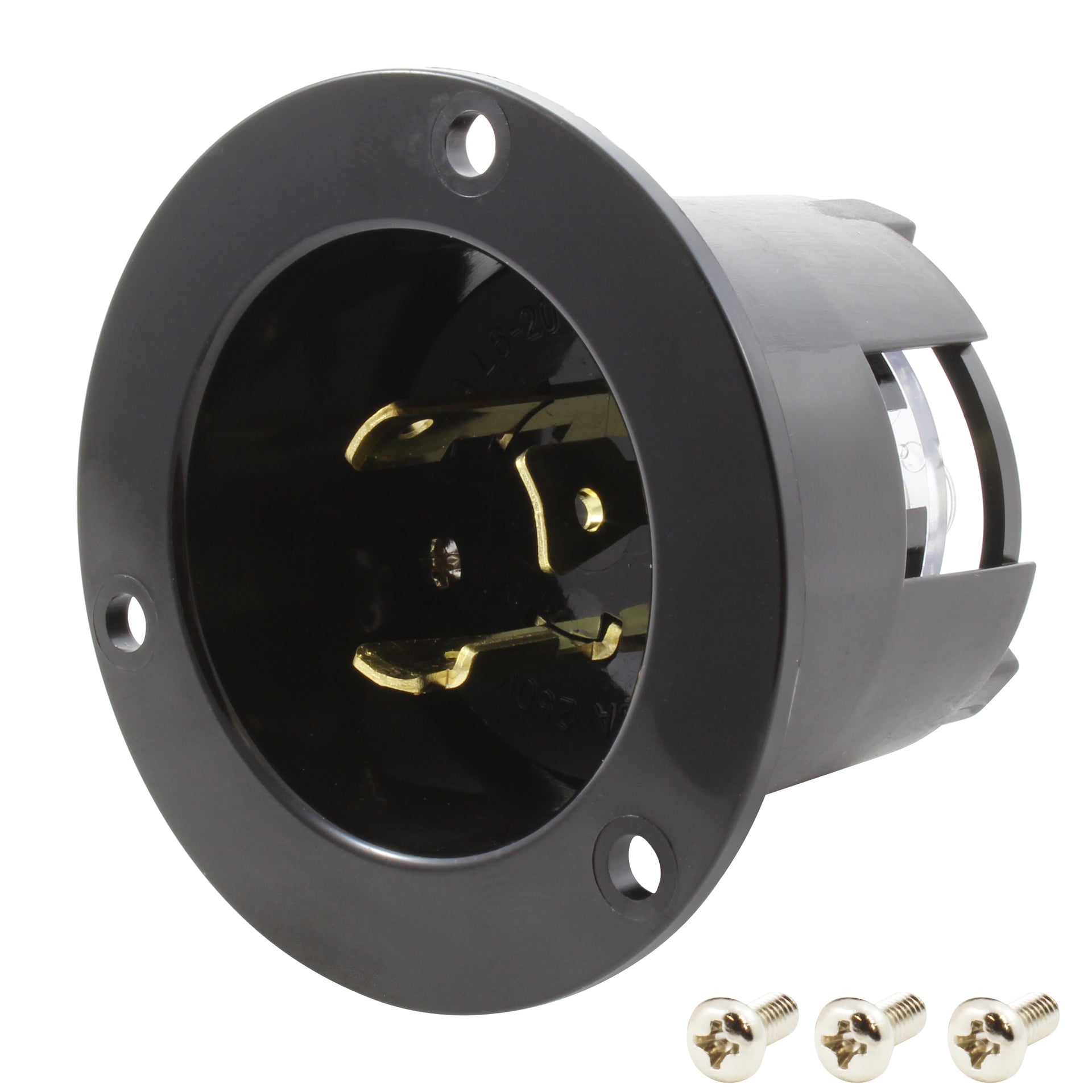 AC WORKS® 20 Amp 250 Volt L6-20P Power Inlet UL and C-UL Listed