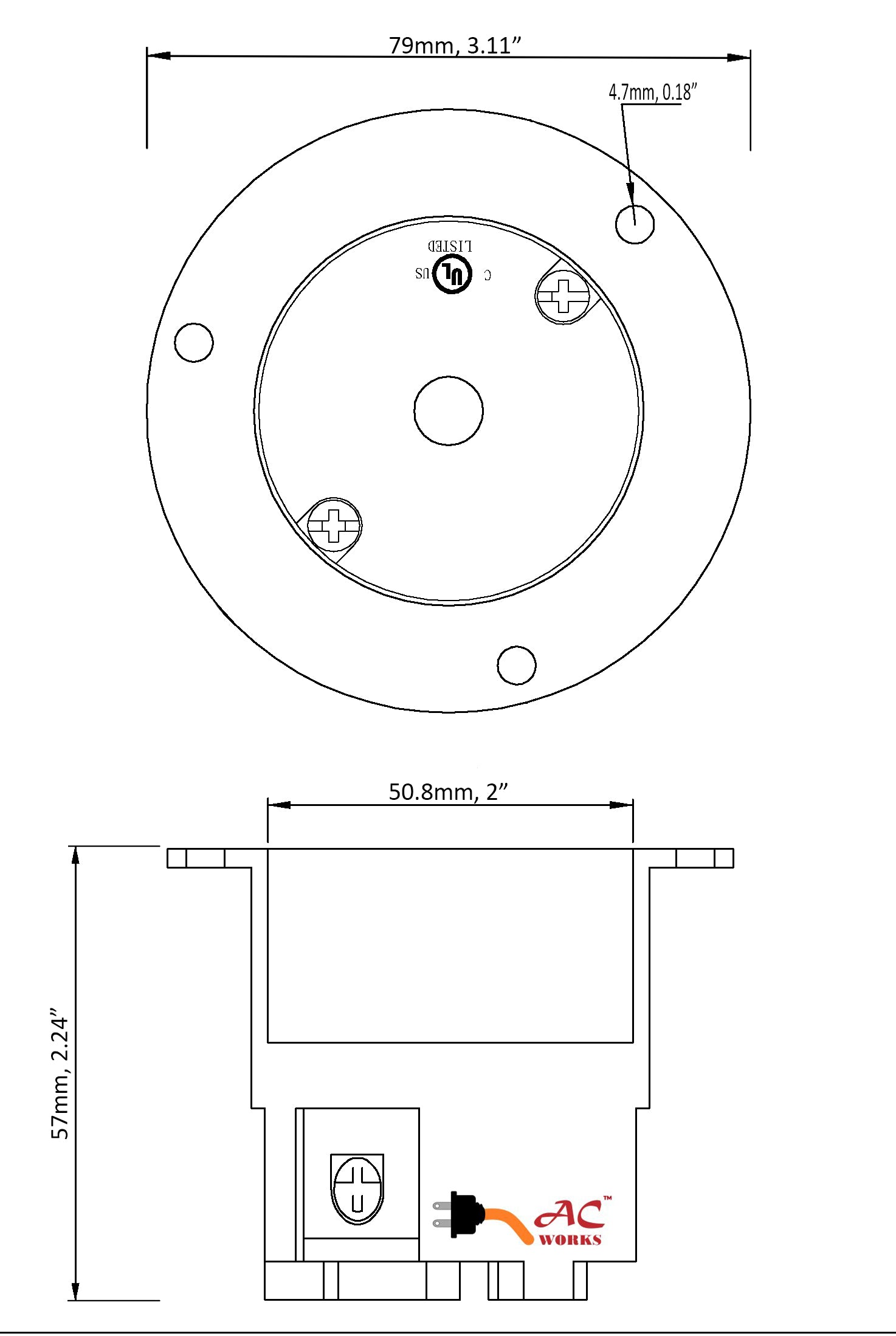 20 amp 4-prong locking inlet with cover