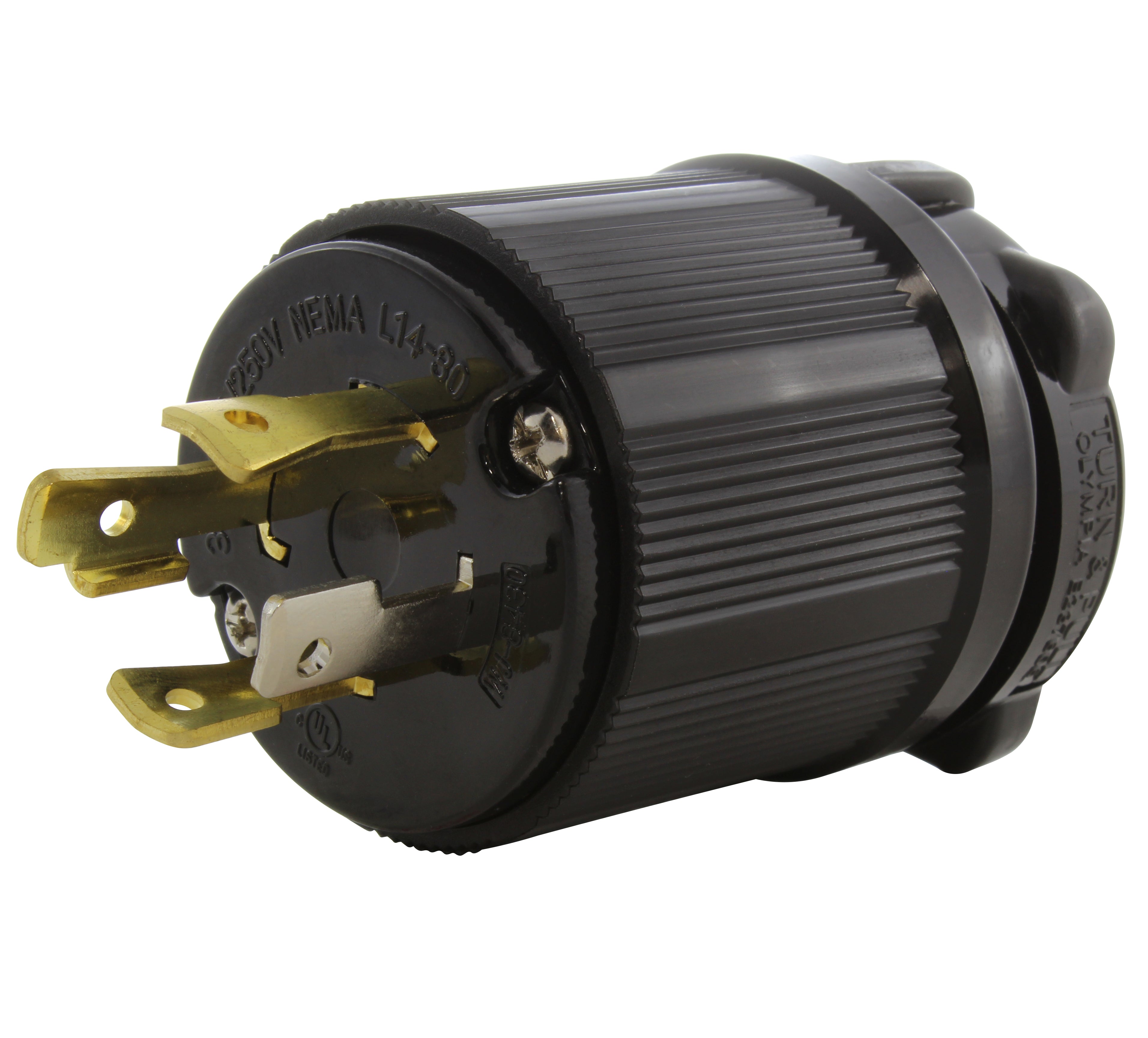 AC WORKS® NEMA L14-30P 30A 125/250V 4-Prong Assembly Locking