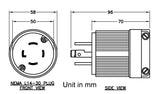 AC WORKS® [ASL1430P] NEMA L14-30P 30A 125/250V 4-Prong Locking Male Plug With UL, C-UL Approval