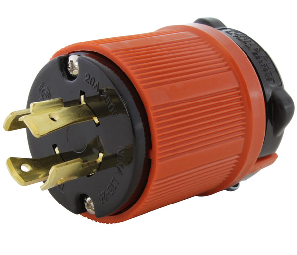 NEMA L15-20P male plug assembly with orange case