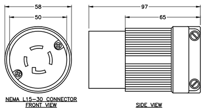 AC WORKS® [ASL1530R] NEMA L15-30R 3-Phase 30A 250V 4-Prong Locking Female Connector UL C-UL Approval