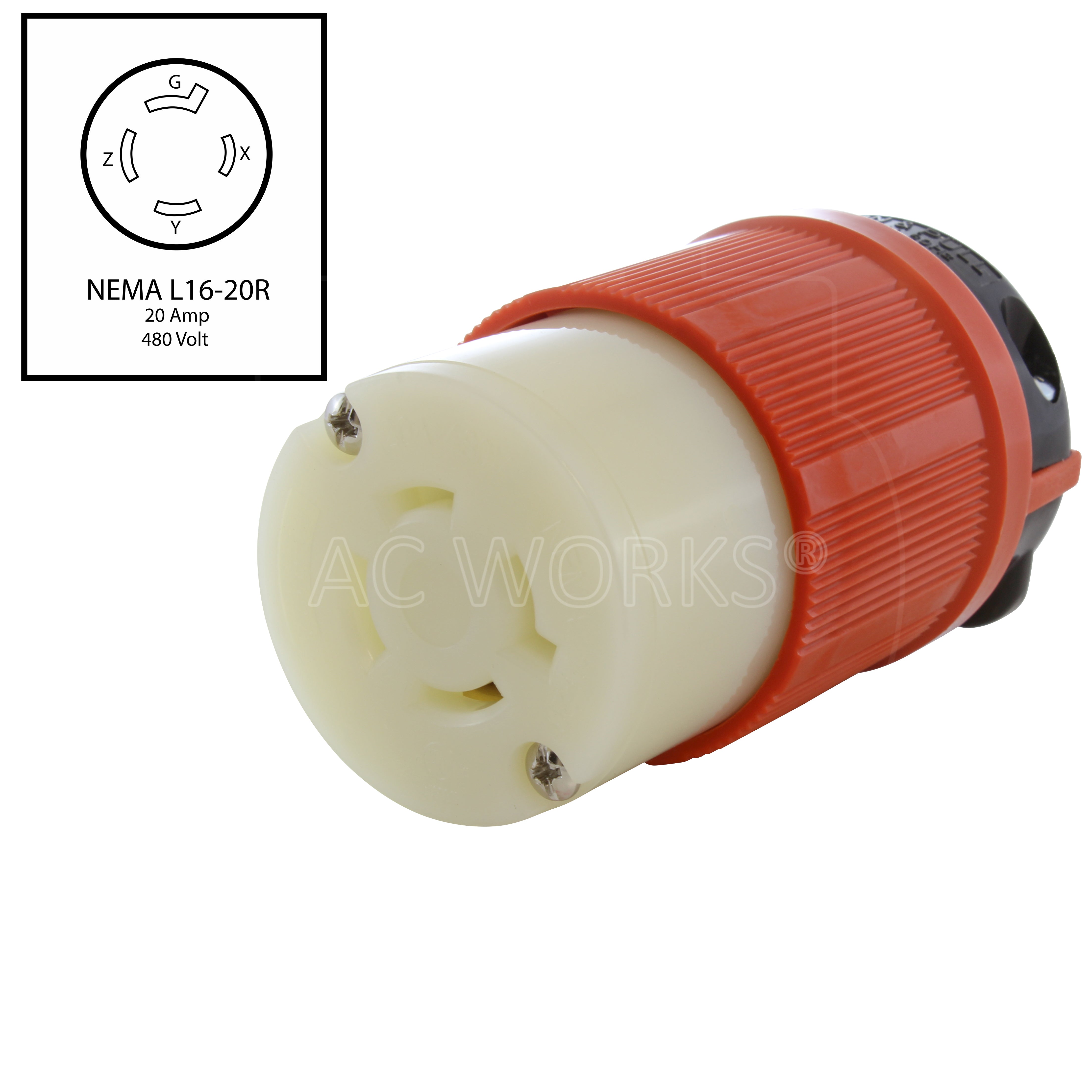 NEMA l16-20R 20A 3-phase 480V female connector