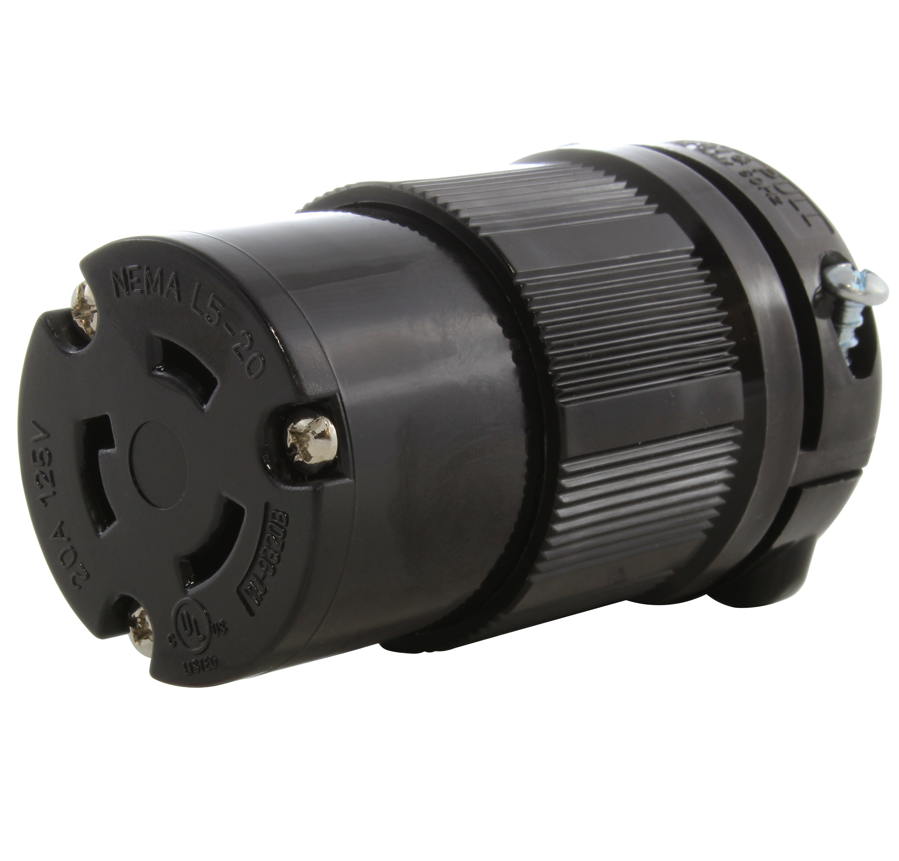 AC WORKS® [ASL520R] NEMA L5-20R 20A 125V 3-Prong Locking Female Connector with UL, C-UL Approval