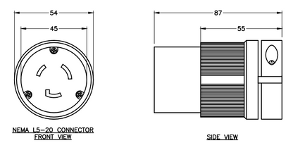 AC WORKS® [ASL520R] NEMA L5-20R 20A 125V 3-Prong Locking Female Connector with UL, C-UL Approval