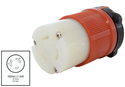 AC WORKS® [ASL720R] NEMA L7-20R 20A 277V 3-Prong Locking Female Connector with UL, C-UL Approval