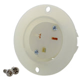 NEMA 6-20R female outlet assembly in white/clear color without cover