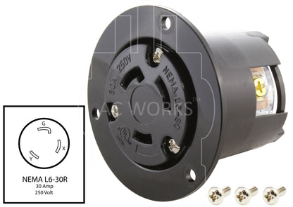 NEMA L6-30 3-prong 30A 250V locking outlet