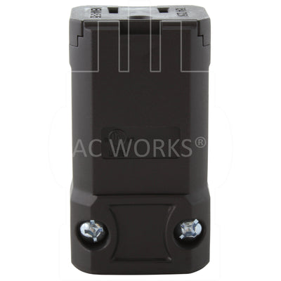 AC WORKS® [ASQ515R] NEMA 5-15R 15A 125V Clamp Style Square Household Female Connector with UL, C-UL Approval